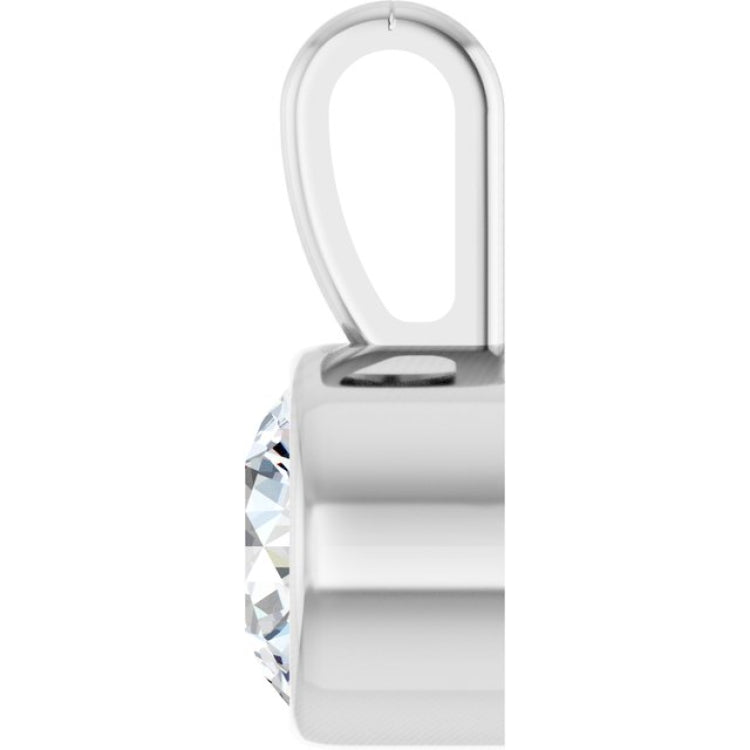 Sterling Silver 1/3 CT Natural Diamond Bezel-Set Solitaire Pendant