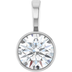 Sterling Silver 5/8 CT Natural Diamond Bezel-Set Solitaire Pendant