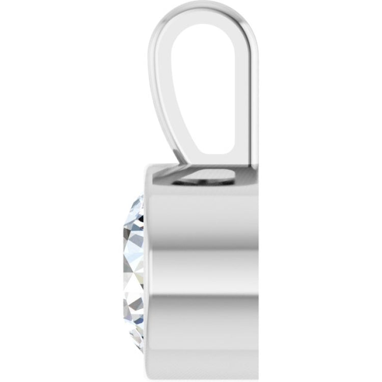 Platinum 3/4 CT Natural Diamond Bezel-Set Solitaire Pendant