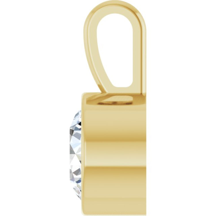 14K Yellow Gold 3/4 CT Natural Diamond Bezel-Set Solitaire Pendant