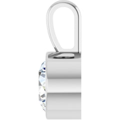 14K White Gold 9/10 CT Natural Diamond Bezel-Set Solitaire Pendant