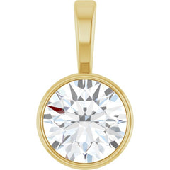 14K Yellow Gold 5/8 CT Lab-Grown Diamond Bezel-Set Solitaire Pendant