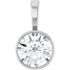 Sterling Silver 9/10 CT Lab-Grown Diamond Bezel-Set Solitaire Pendant