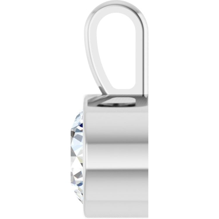 Platinum 9/10 CT Lab-Grown Diamond Bezel-Set Solitaire Pendant