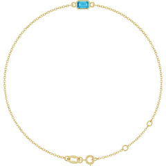 14K Yellow Gold Natural Aquamarine 6 1/2-7 1/2" Bracelet