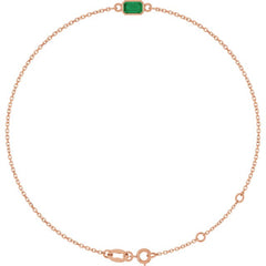14K Rose Gold Natural Emerald 6 1/2-7 1/2" Bracelet