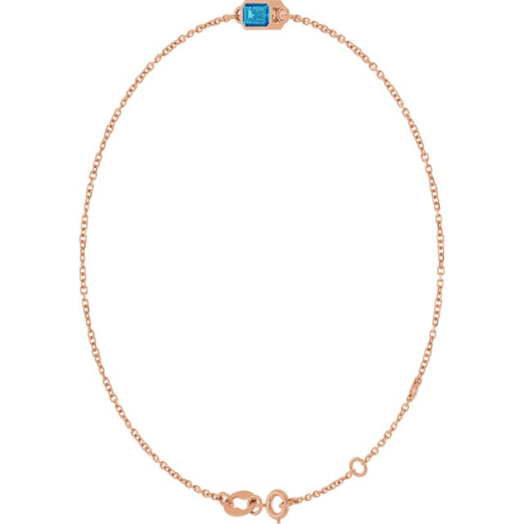 14K Rose Gold Natural Blue Zircon 6 1/2-7 1/2" Bracelet