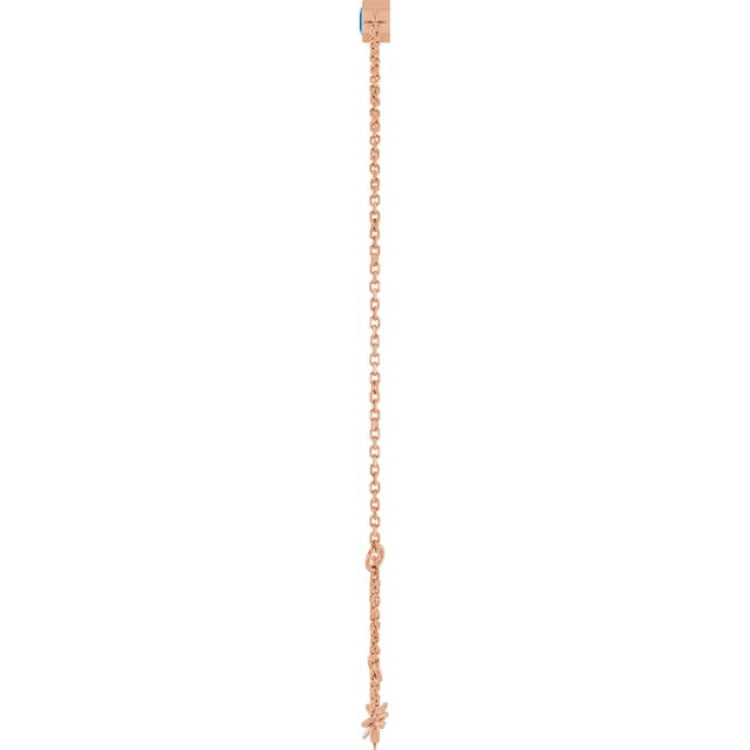 14K Rose Gold Natural Blue Zircon 6 1/2-7 1/2" Bracelet