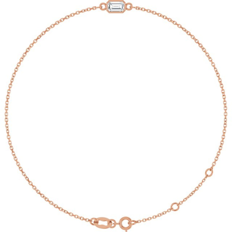 14K Rose Gold Natural White Sapphire 6 1/2-7 1/2" Bracelet