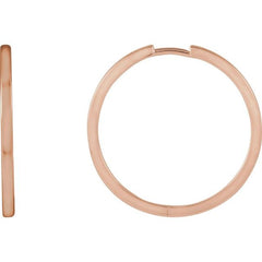 14K Rose Gold Hinged 25 mm Hoop Earrings