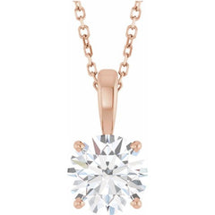 14K Rose Gold 1 1/2 CT Lab-Grown Diamond 18" Necklace