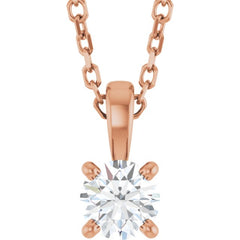 14K Rose Gold 1/4 CT Natural Diamond 18" Necklace