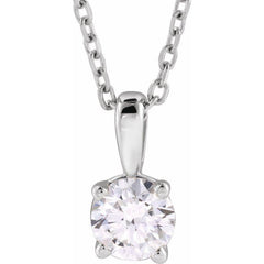 14K White Gold 1/2 CT Natural Diamond 18" Necklace