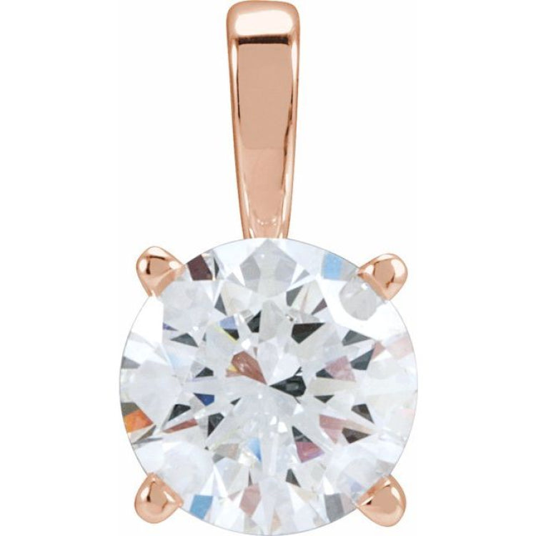 14K Rose Gold 1 1/2 CT Lab-Grown Diamond Pendant