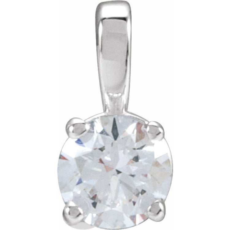 14K White Gold 3/4 CT Lab-Grown Diamond Pendant