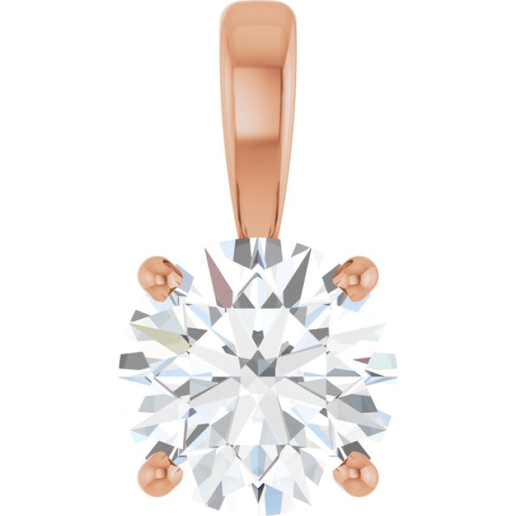 14K Rose Gold 1 CT Lab-Grown Diamond Pendant