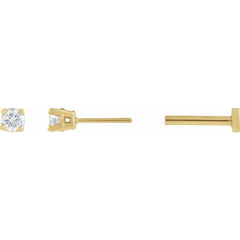 14K Yellow Gold Natural White Sapphire Earring