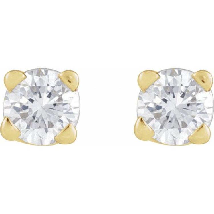 14K Yellow Gold Natural White Sapphire Earring
