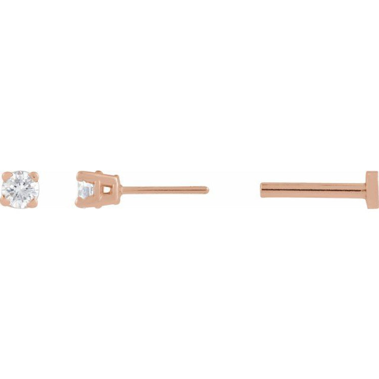 14K Rose Gold .05 CT Lab-Grown Diamond Earrings