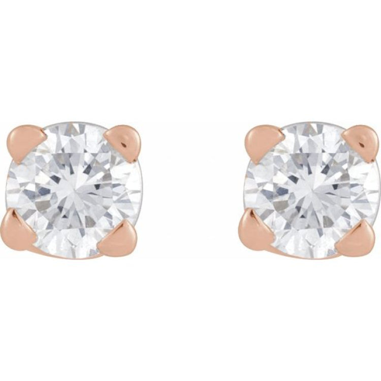 14K Rose Gold .05 CT Lab-Grown Diamond Earrings