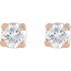 14K Rose Gold .05 CT Lab-Grown Diamond Earrings