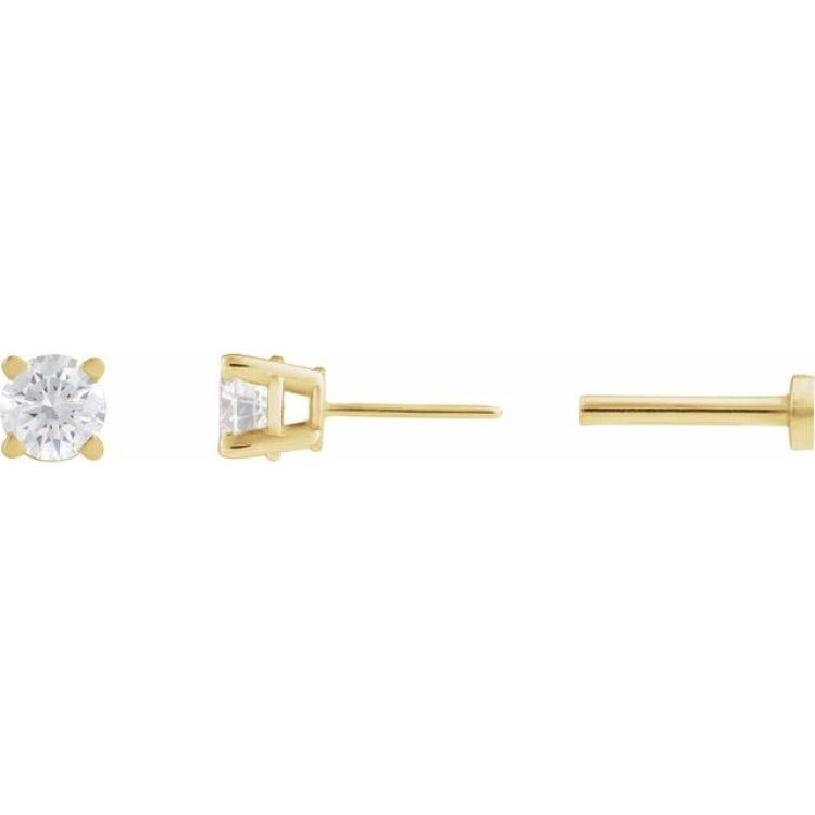 14K Yellow Gold 1/6 CT Natural Diamond  Earring