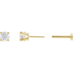 14K Yellow Gold 1/6 CT Natural Diamond  Earring