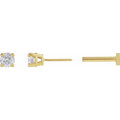 14K Yellow Gold 1/10 CT Lab-Grown Diamond  Earring