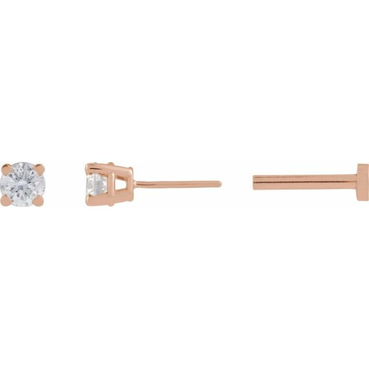 14K Rose Gold 1/10 CT Lab-Grown Diamond  Earring