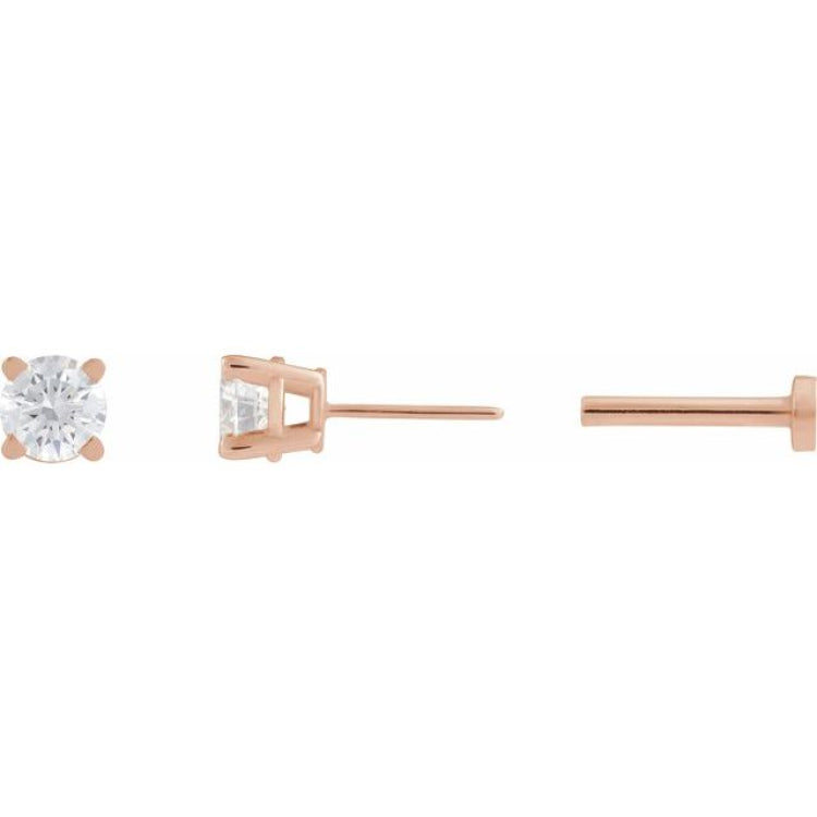 14K Rose Gold 1/6 CT Natural Diamond  Earring