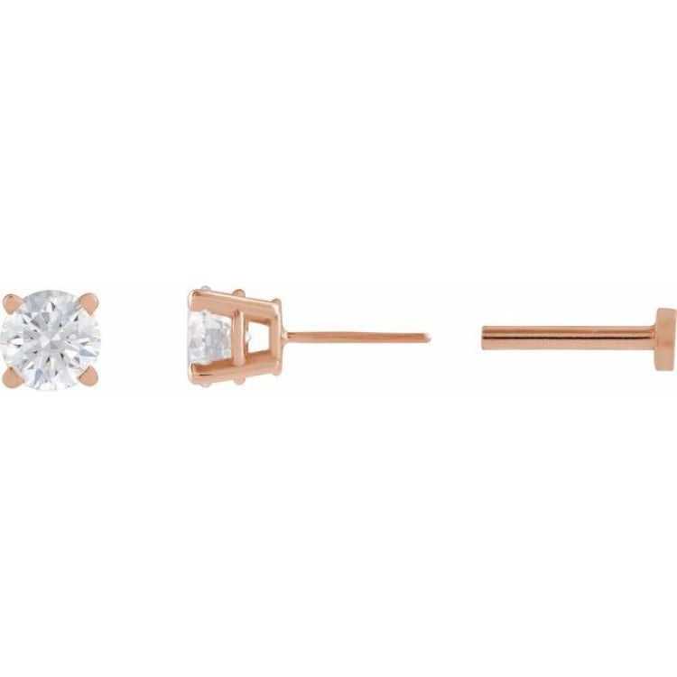 14K Rose Gold 1/4 CT Natural Diamond Earring