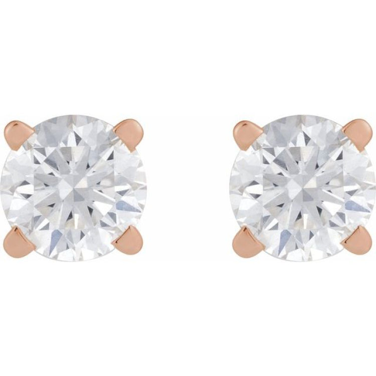 14K Rose Gold 1/4 CT Natural Diamond Earring