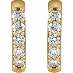 14K Yellow Gold 1/4 CTW Lab-Grown Diamond Hinged 12.5 mm Hoop Earrings