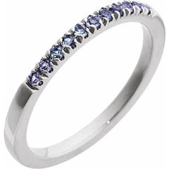 10K White Gold Natural Alexandrite Stackable Ring