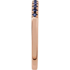 10K Rose Gold Natural Blue Sapphire Stackable Ring