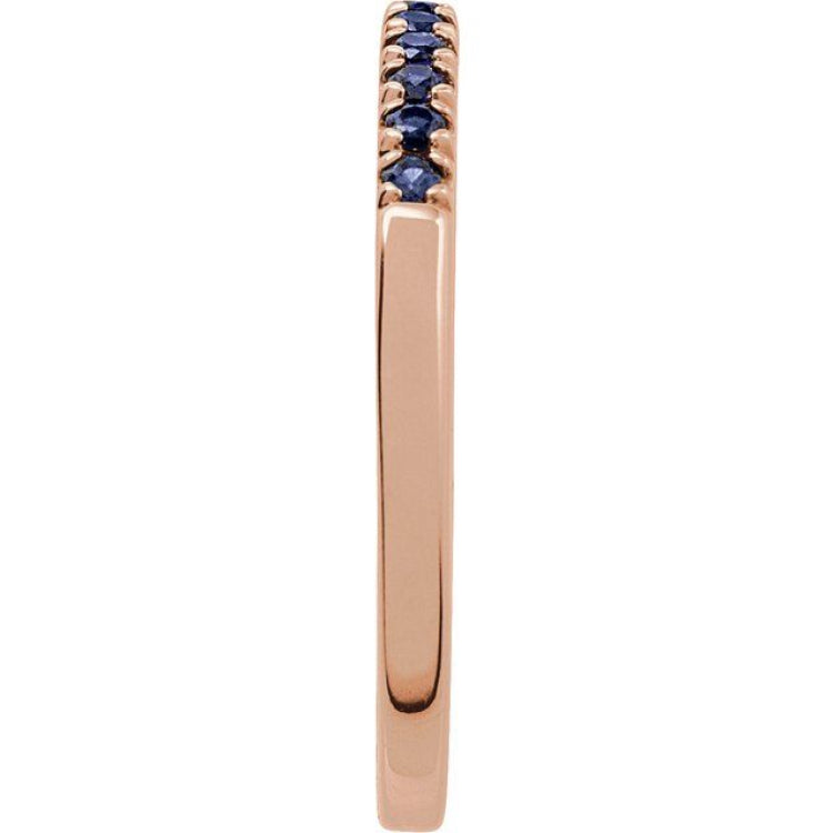 10K Rose Gold Natural Blue Sapphire Stackable Ring