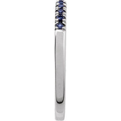 10K White Gold Lab-Grown Blue Sapphire Stackable Ring