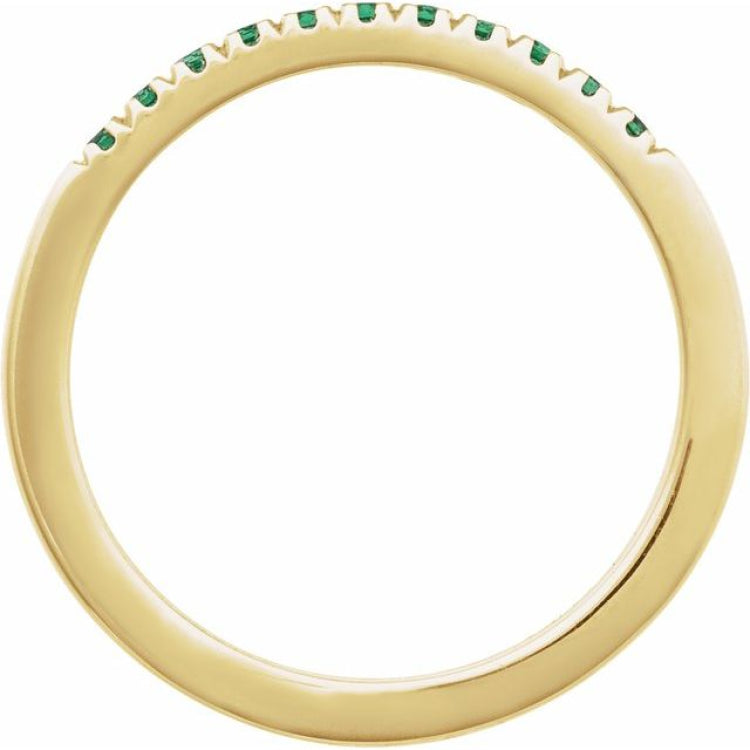 10K Yellow Gold Natural Emerald Stackable Ring