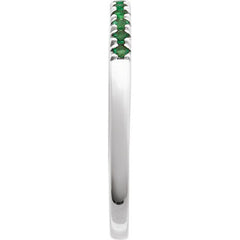 10K White Gold Natural Emerald Stackable Ring