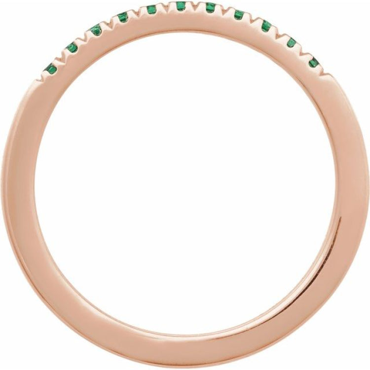 10K Rose Gold Natural Emerald Stackable Ring