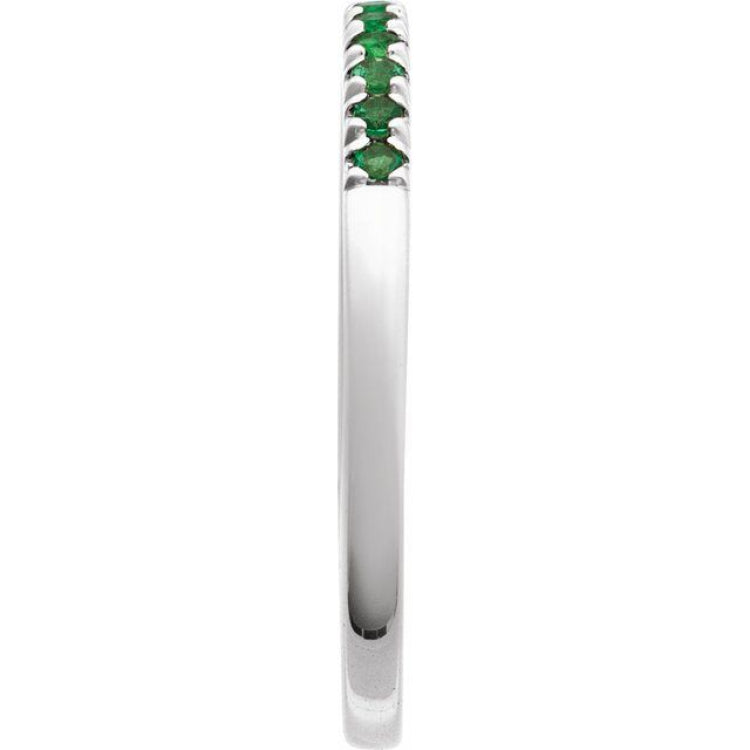 10K White Gold Lab-Grown Emerald Stackable Ring