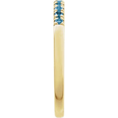 10K Yellow Gold Natural London Blue Topaz Stackable Ring