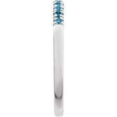 10K White Gold Natural London Blue Topaz Stackable Ring