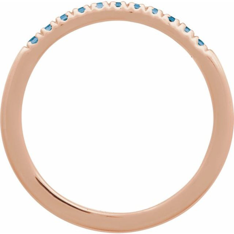 10K Rose Gold Natural London Blue Topaz Stackable Ring