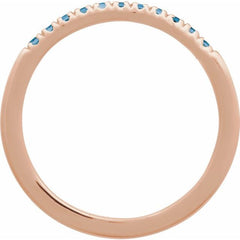 10K Rose Gold Natural London Blue Topaz Stackable Ring