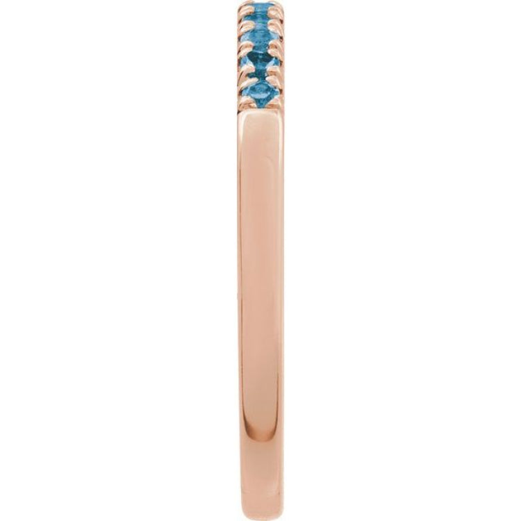 10K Rose Gold Natural London Blue Topaz Stackable Ring