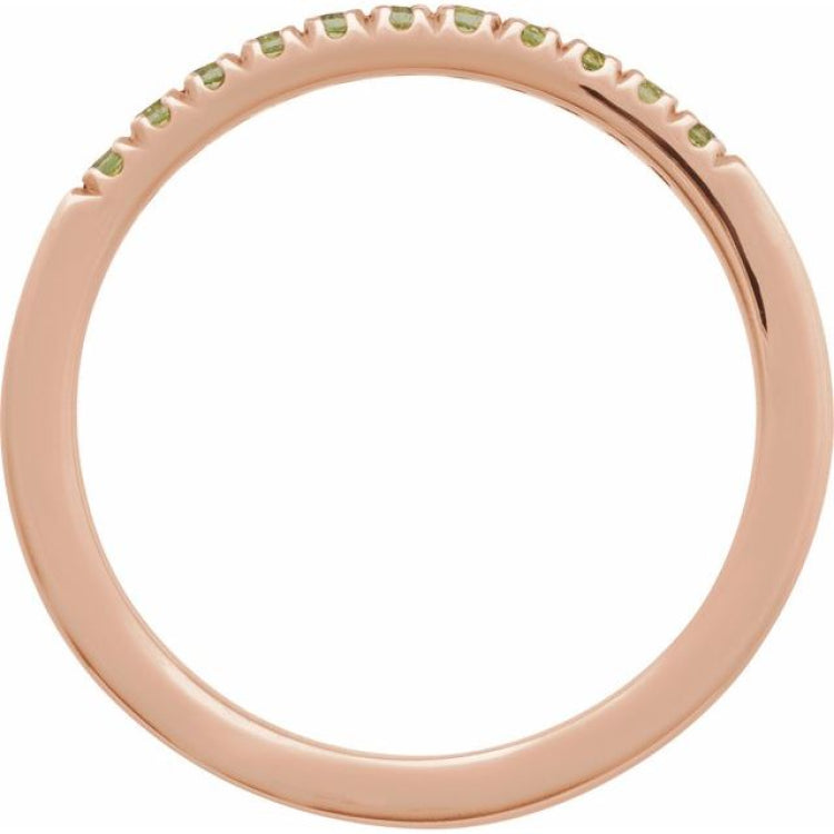 10K Rose Gold Natural Peridot Stackable Ring