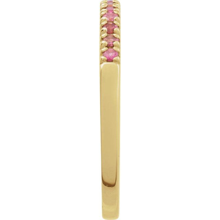 10K Yellow Gold Natural Pink Tourmaline Stackable Ring