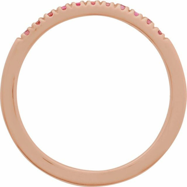 10K Rose Gold Natural Pink Tourmaline Stackable Ring