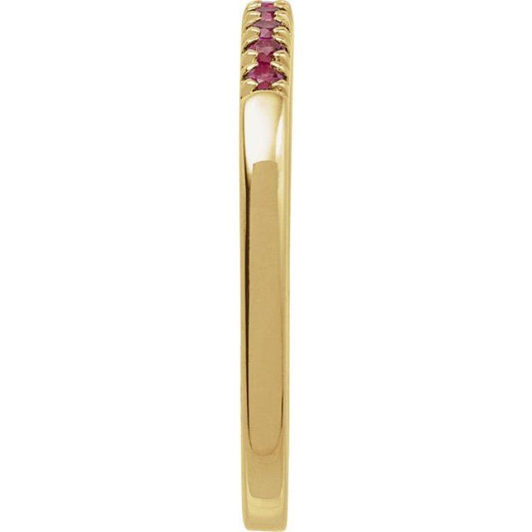 10K Yellow Gold Lab-Grown Ruby Stackable Ring